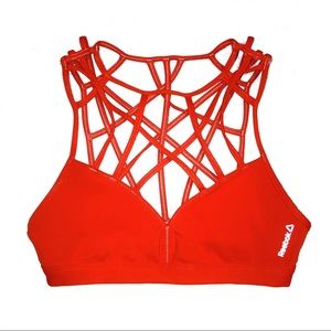 Reebok caged strappy fire engine red sports bra S